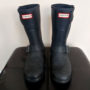 Short Black Hunter Buckle Boots